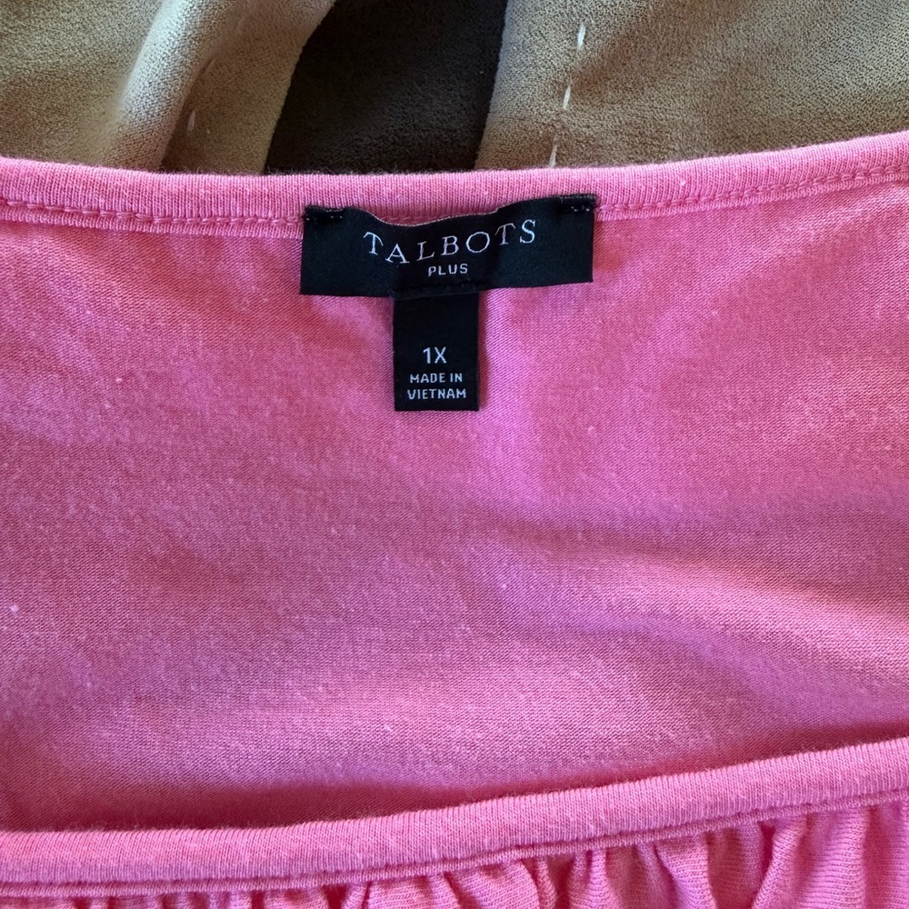Talbots Pink Ruffle Neck Tank Top - Picture 3 of 4